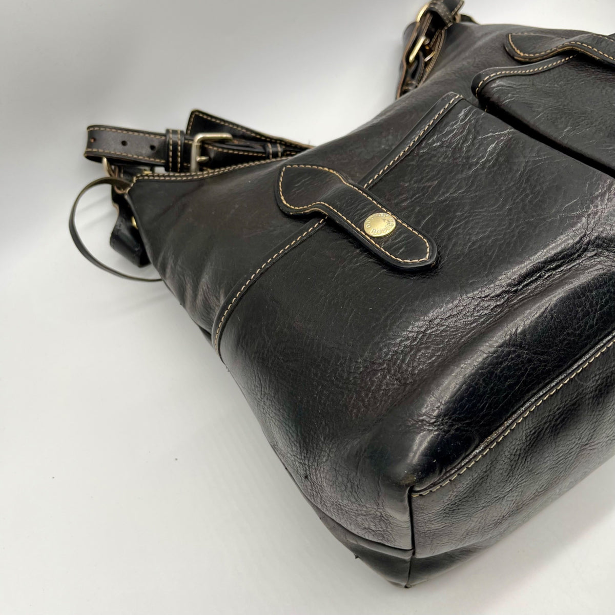 Dooney &amp; Bourke Black Florentine Leather Small Lucy Hobo Bag