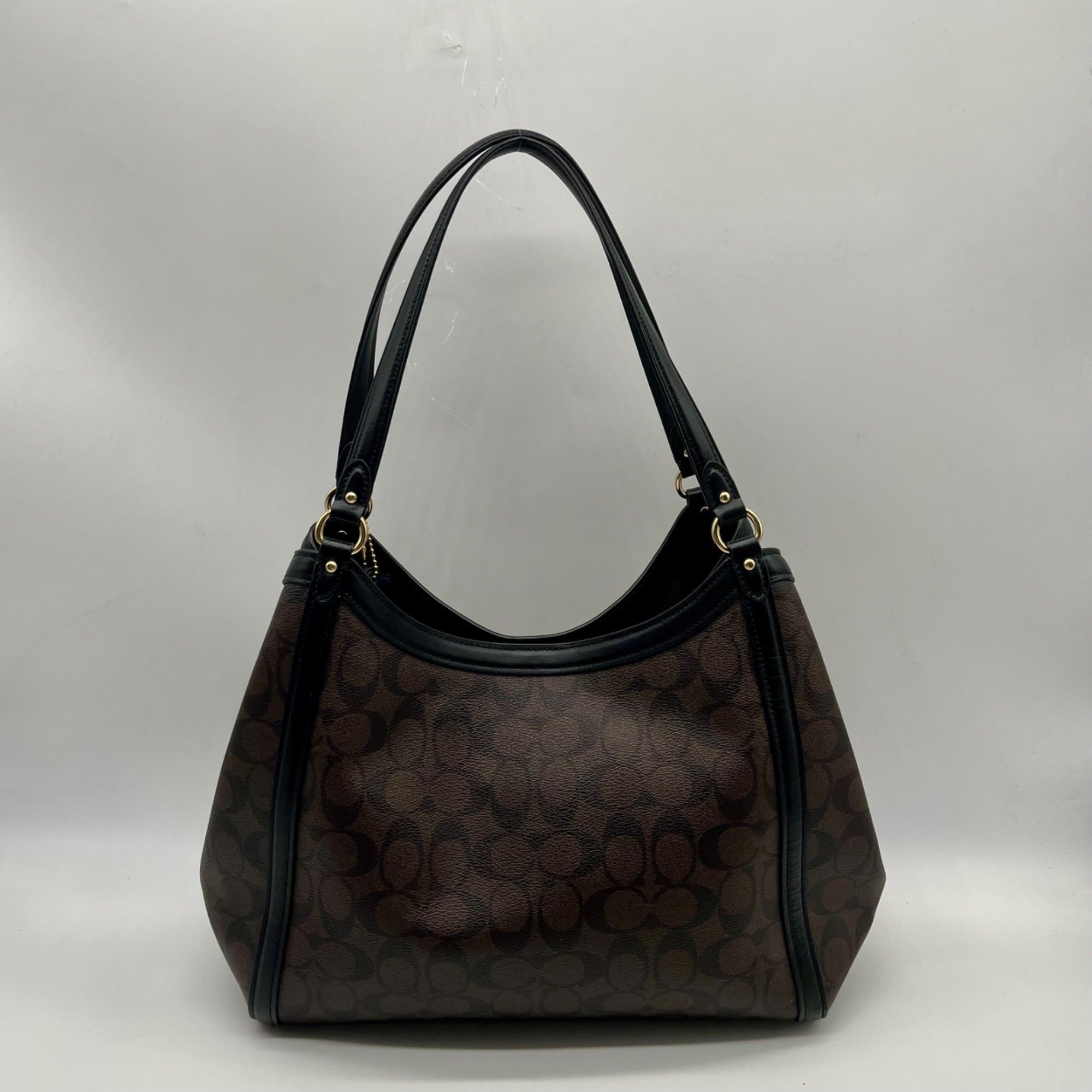 Coach Brown And Black Monogram Coated Canvas Kristy Shoulder Bag C6232