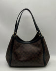Coach Brown And Black Monogram Coated Canvas Kristy Shoulder Bag C6232