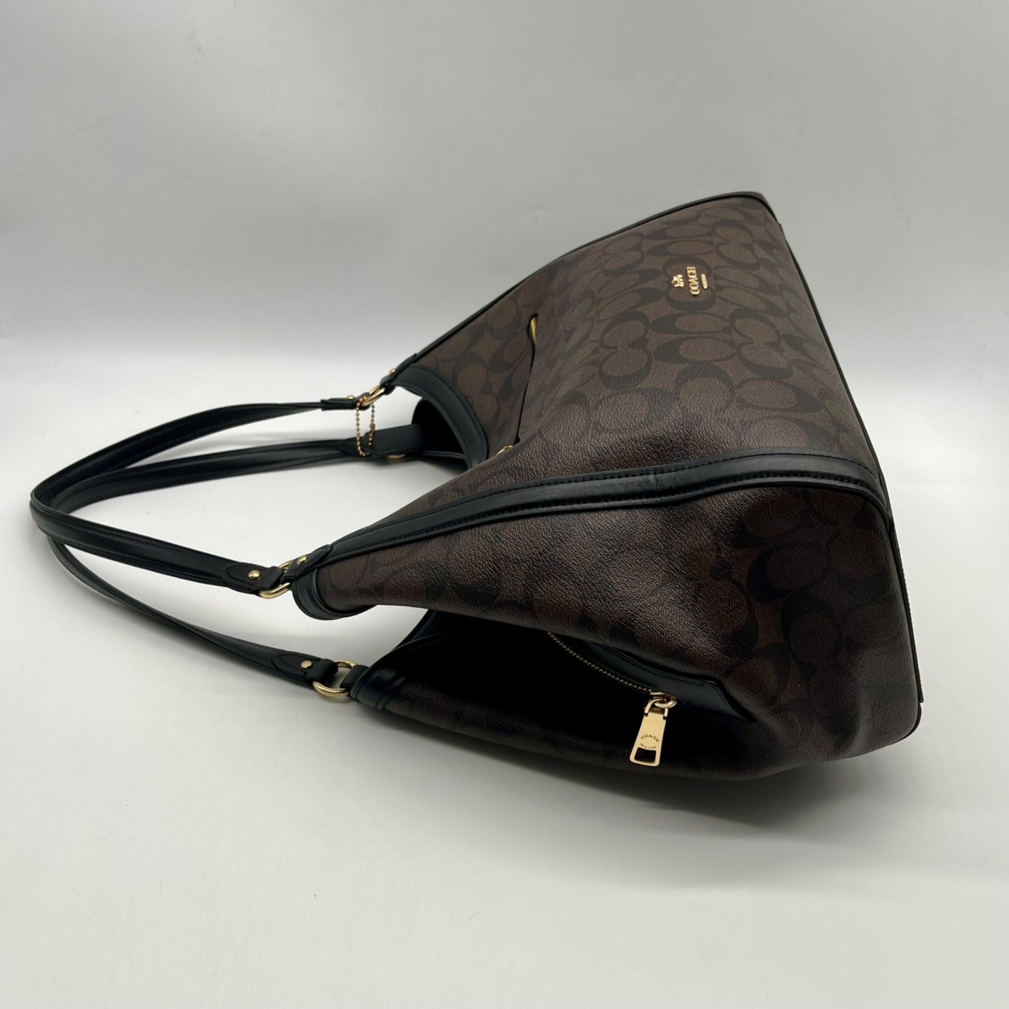 Coach Brown And Black Monogram Coated Canvas Kristy Shoulder Bag C6232
