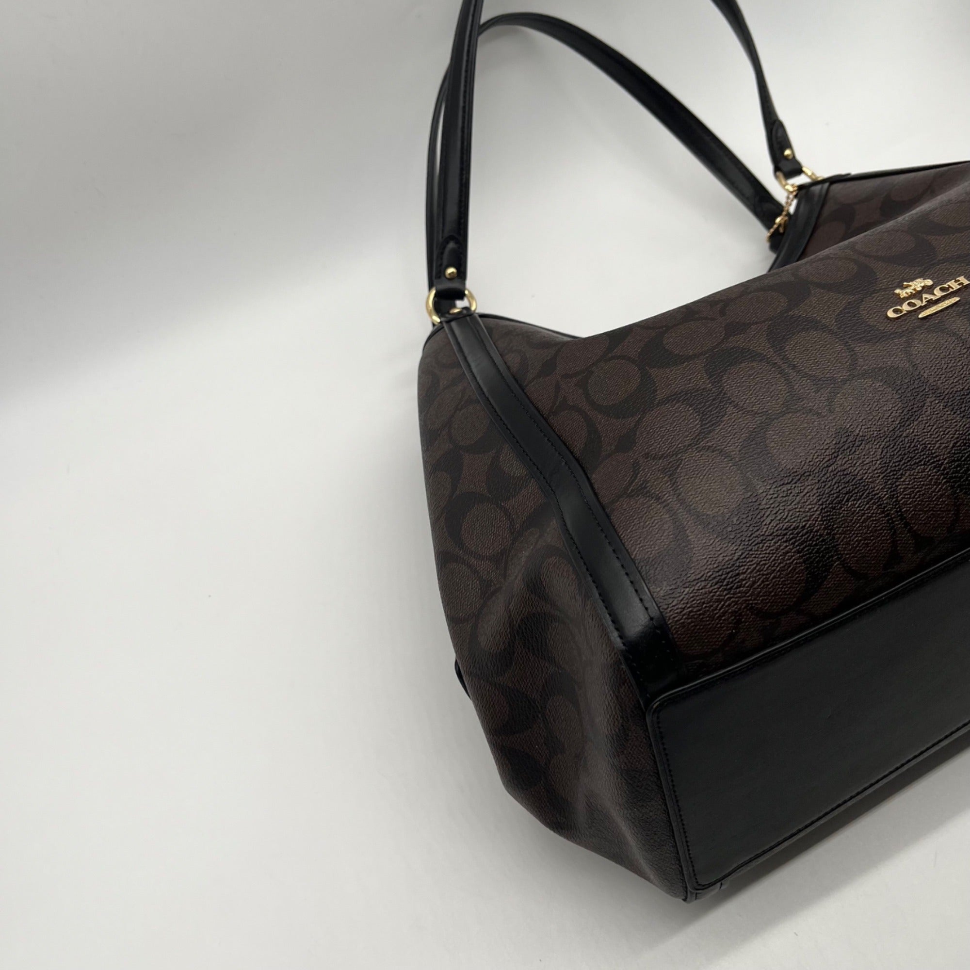 Coach Brown And Black Monogram Coated Canvas Kristy Shoulder Bag C6232