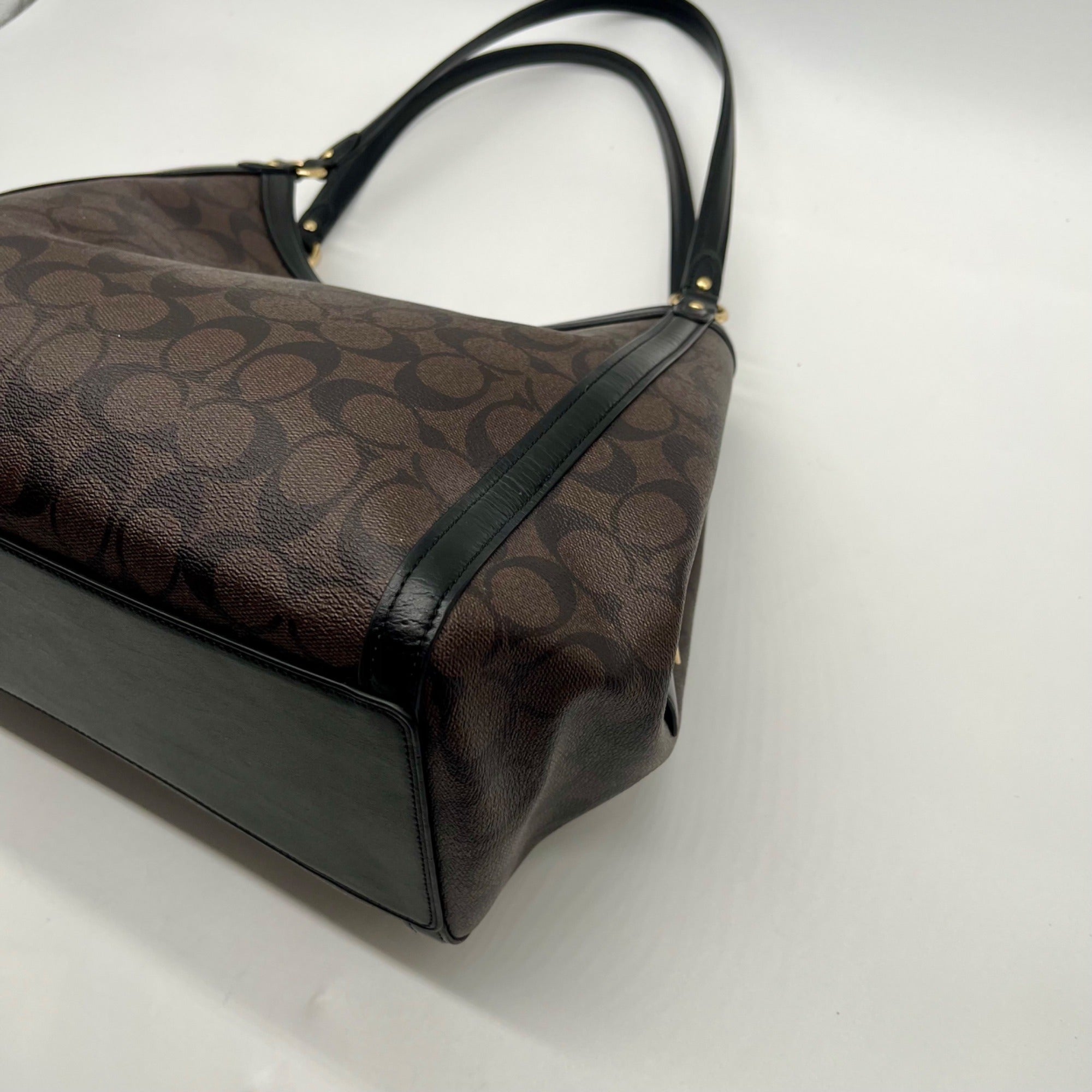 Coach Brown And Black Monogram Coated Canvas Kristy Shoulder Bag C6232