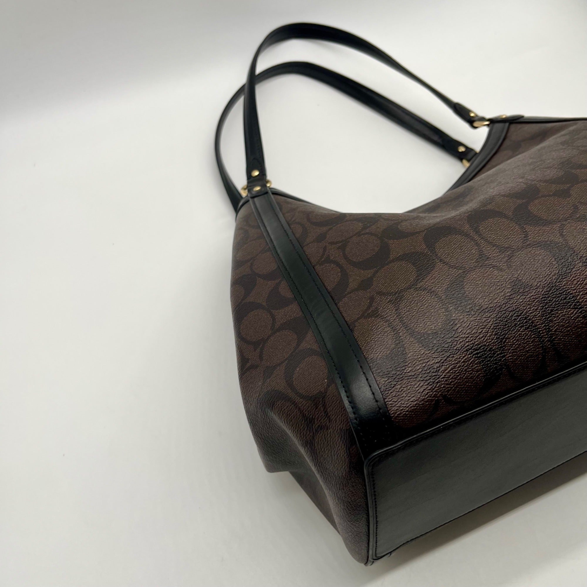 Coach Brown And Black Monogram Coated Canvas Kristy Shoulder Bag C6232
