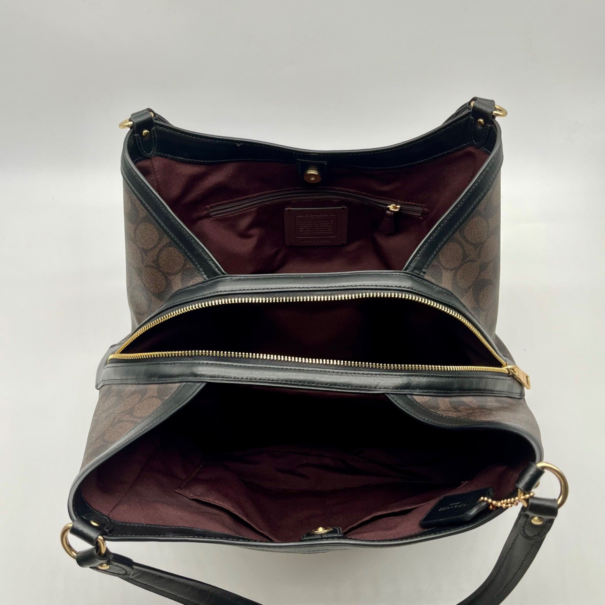 Coach Brown And Black Monogram Coated Canvas Kristy Shoulder Bag C6232
