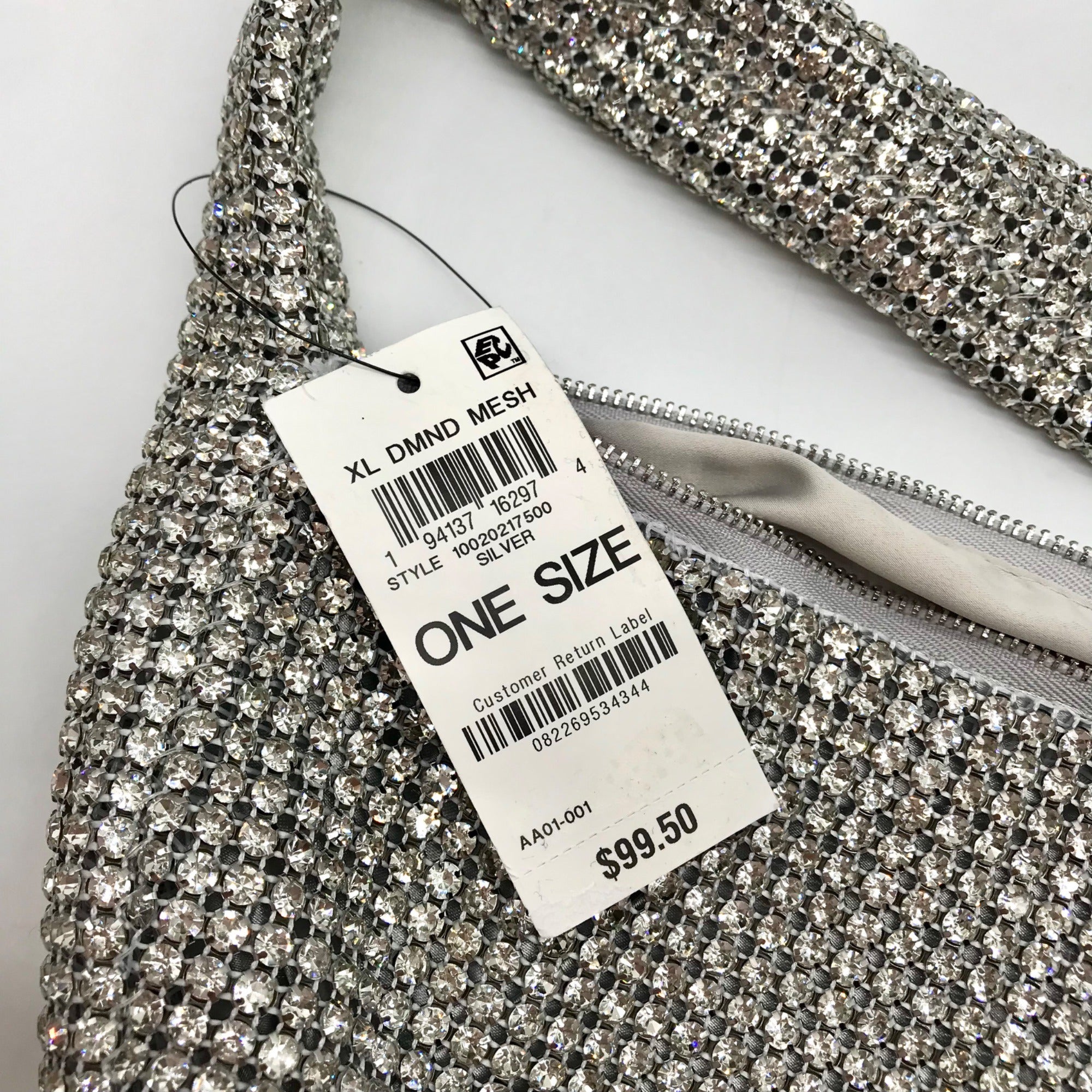 I.N.C. International Concepts Silver Small Diamond Mesh Hobo Bag