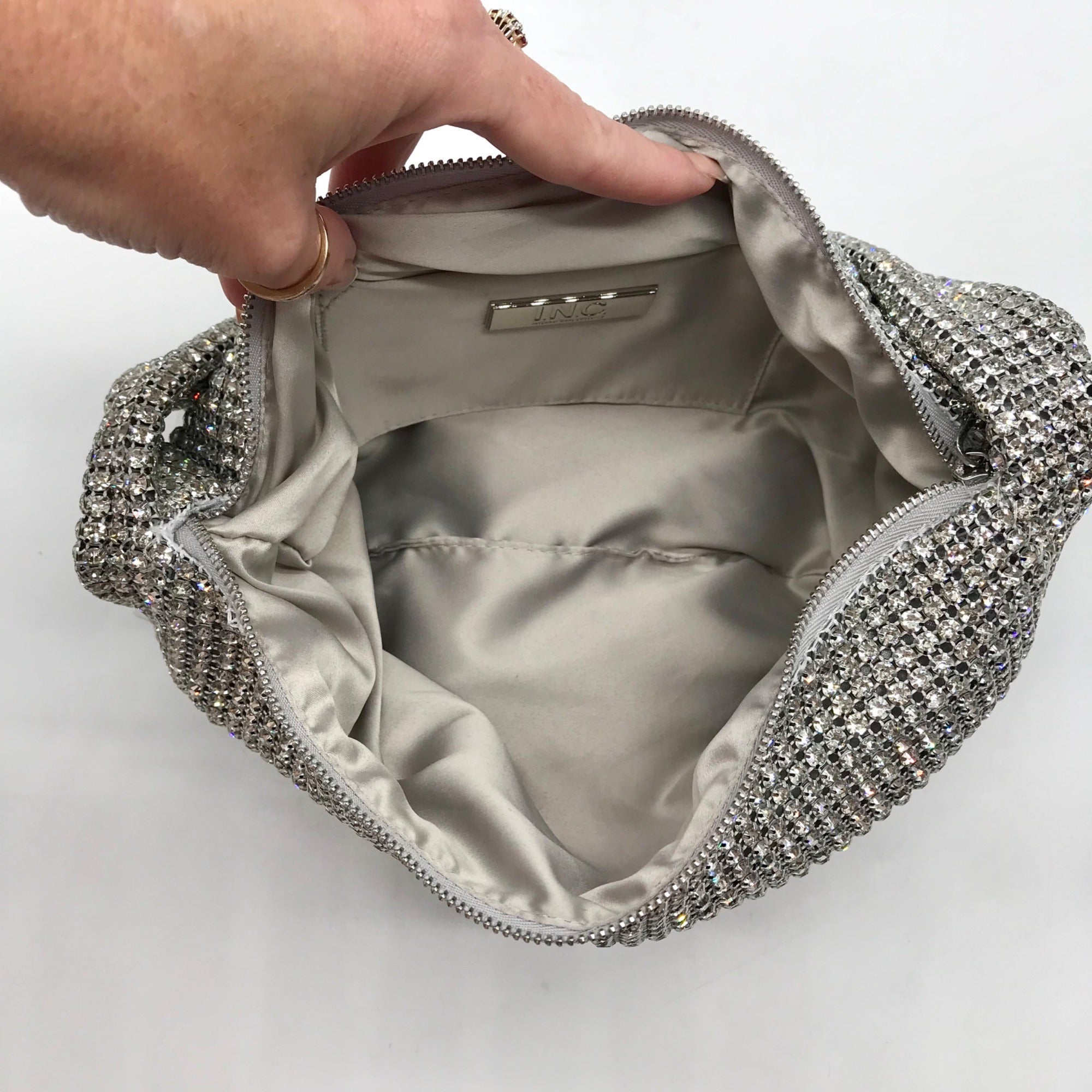 I.N.C. International Concepts Silver Small Diamond Mesh Hobo Bag