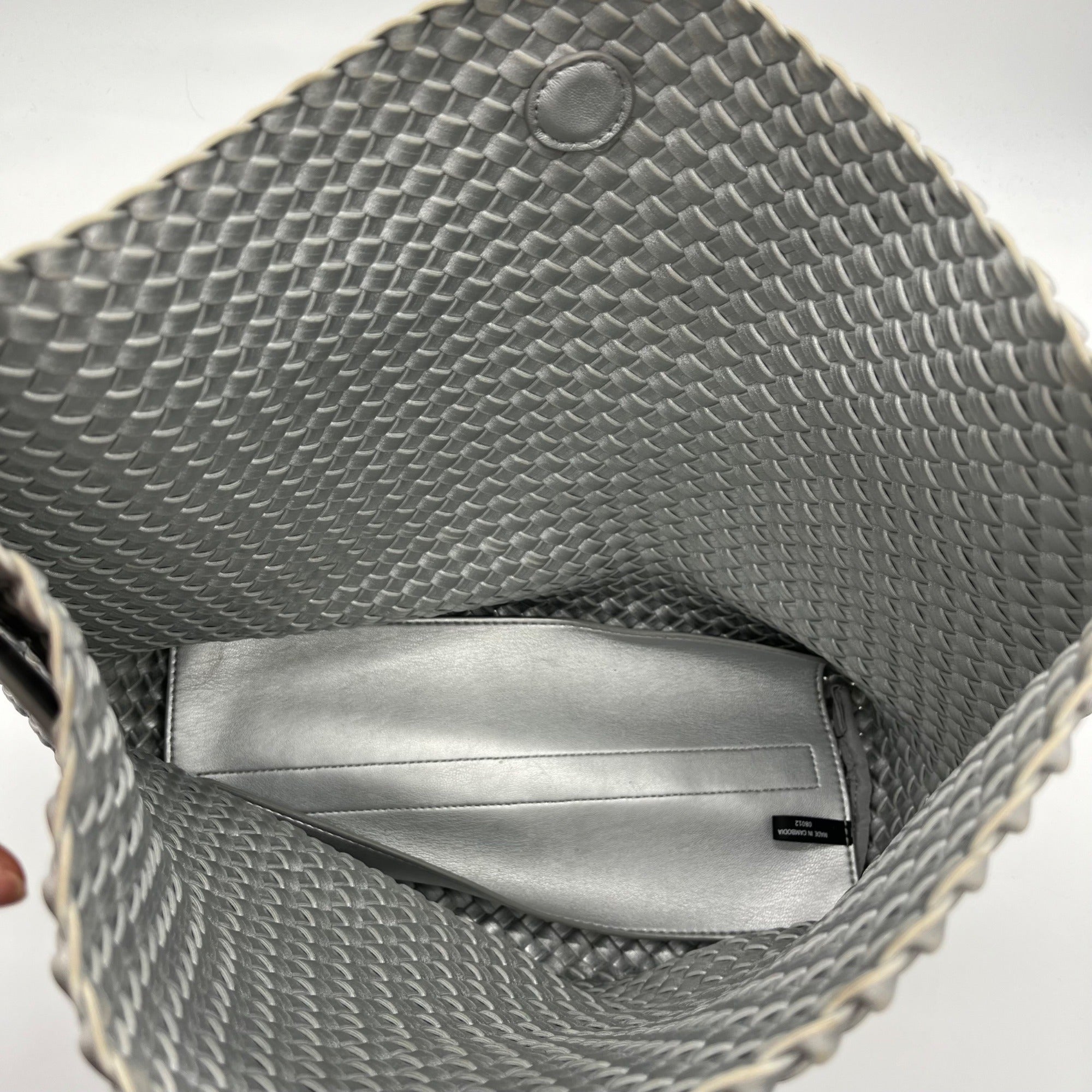 DKNY Silver Basket Weave Giselle Hobo Shoulder Bag
