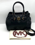 Michael Kors Black Leather Belted Hudson Convertible Shoulder Bag