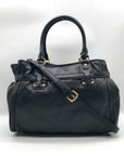 Michael Kors Black Leather Belted Hudson Convertible Shoulder Bag