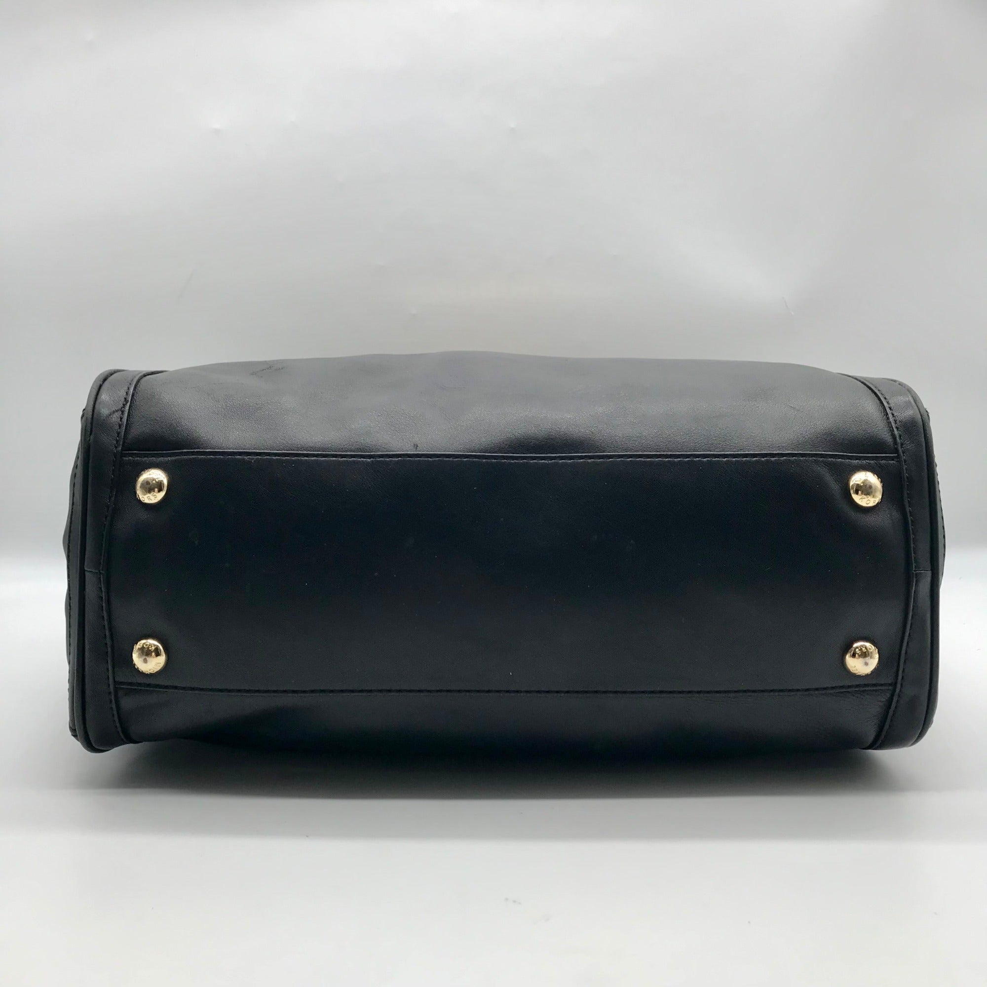 Michael Kors Black Leather Belted Hudson Convertible Shoulder Bag