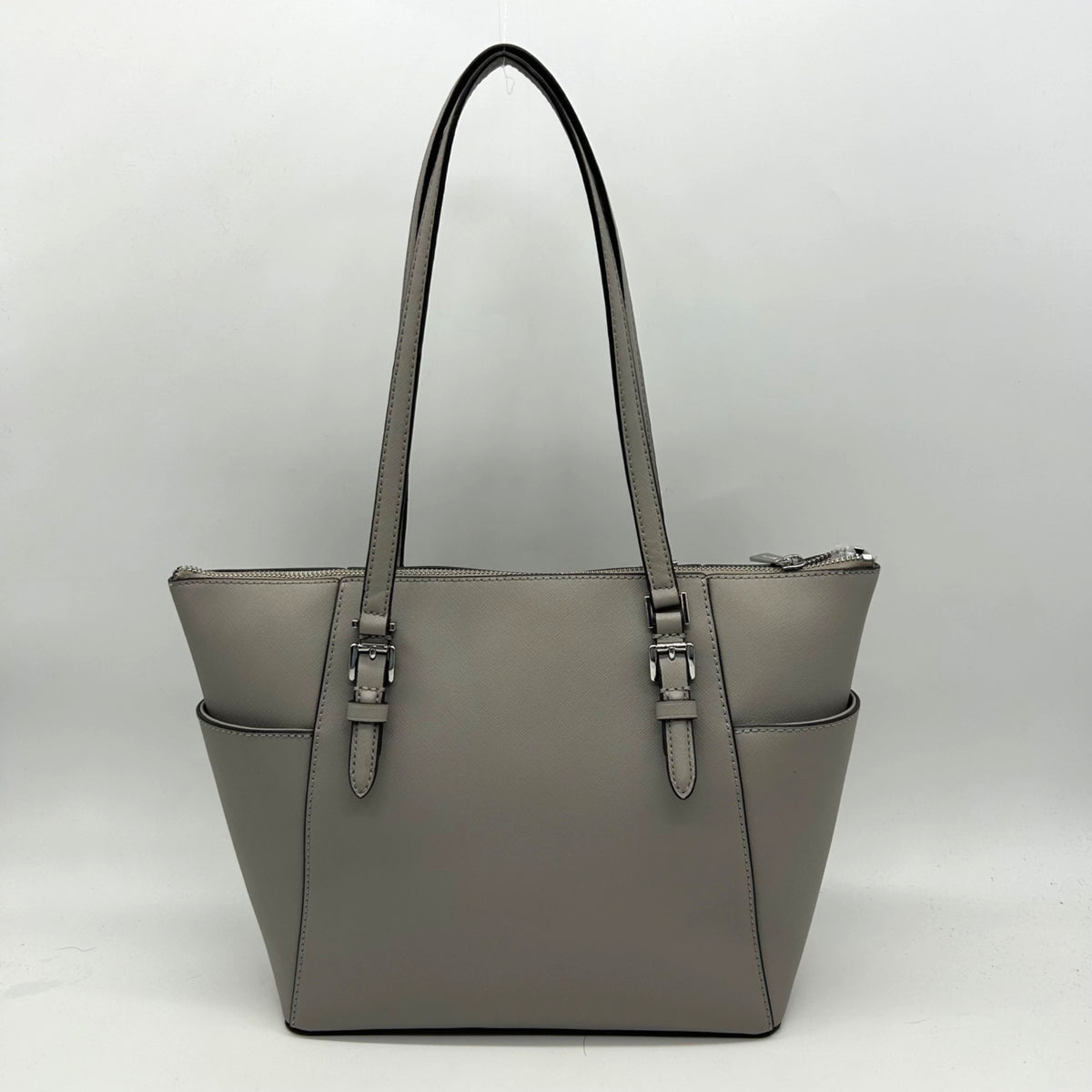Michael Kors Grey Charlotte Large Saffiano Leather Top-Zip Tote Bag