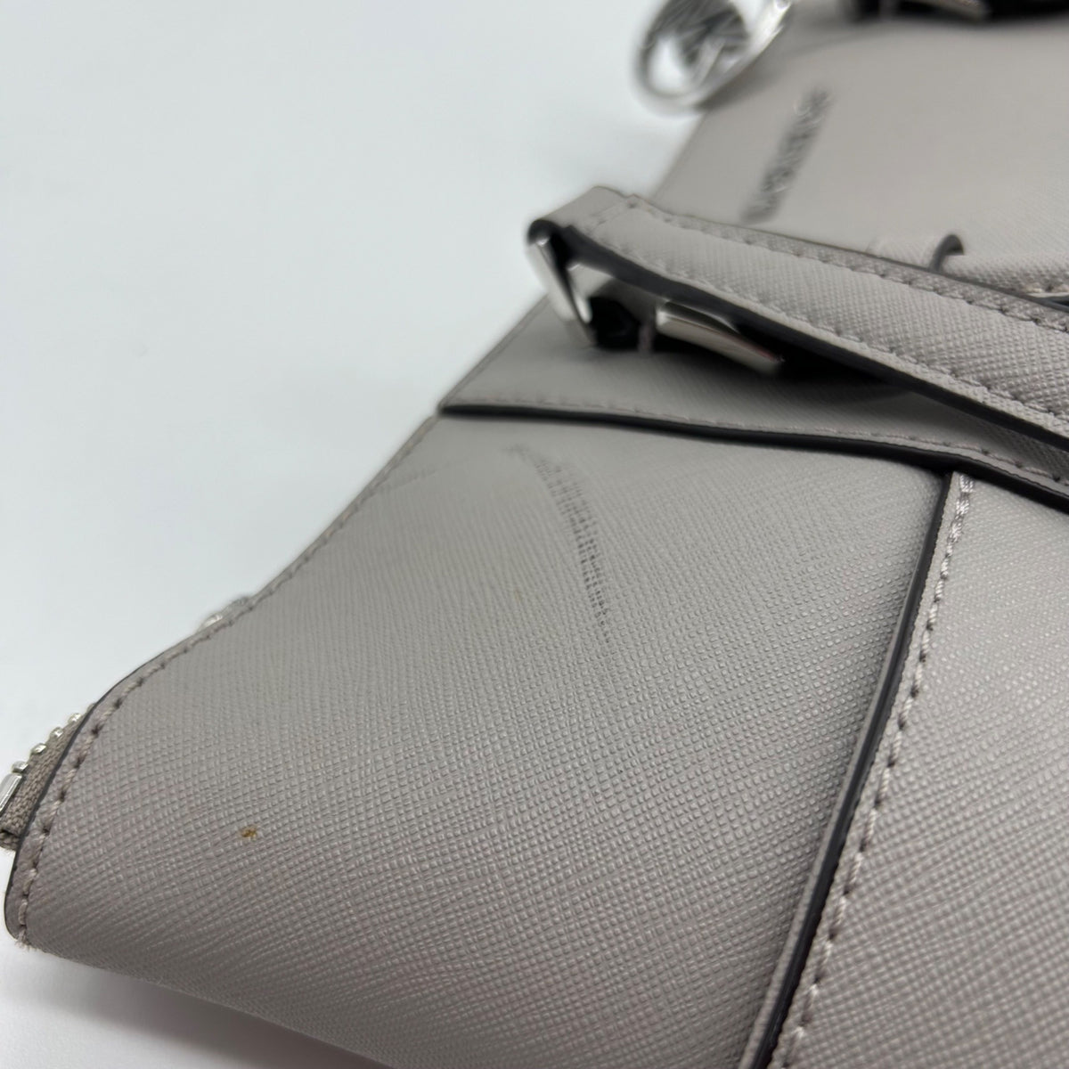 Michael Kors Grey Charlotte Large Saffiano Leather Top-Zip Tote Bag