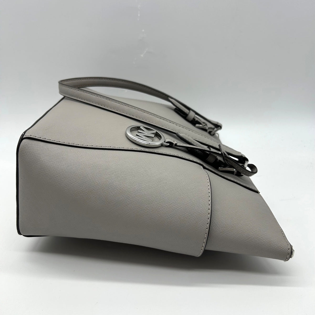 Michael Kors Grey Charlotte Large Saffiano Leather Top-Zip Tote Bag