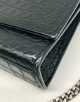 Yves Saint Laurent Black Croc Embossed Leather Kate Shoulder Bag