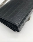 Yves Saint Laurent Black Croc Embossed Leather Kate Shoulder Bag