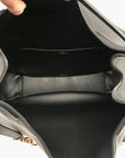Valentino Garavani Black Leather V Logo Moon Tote Bag
