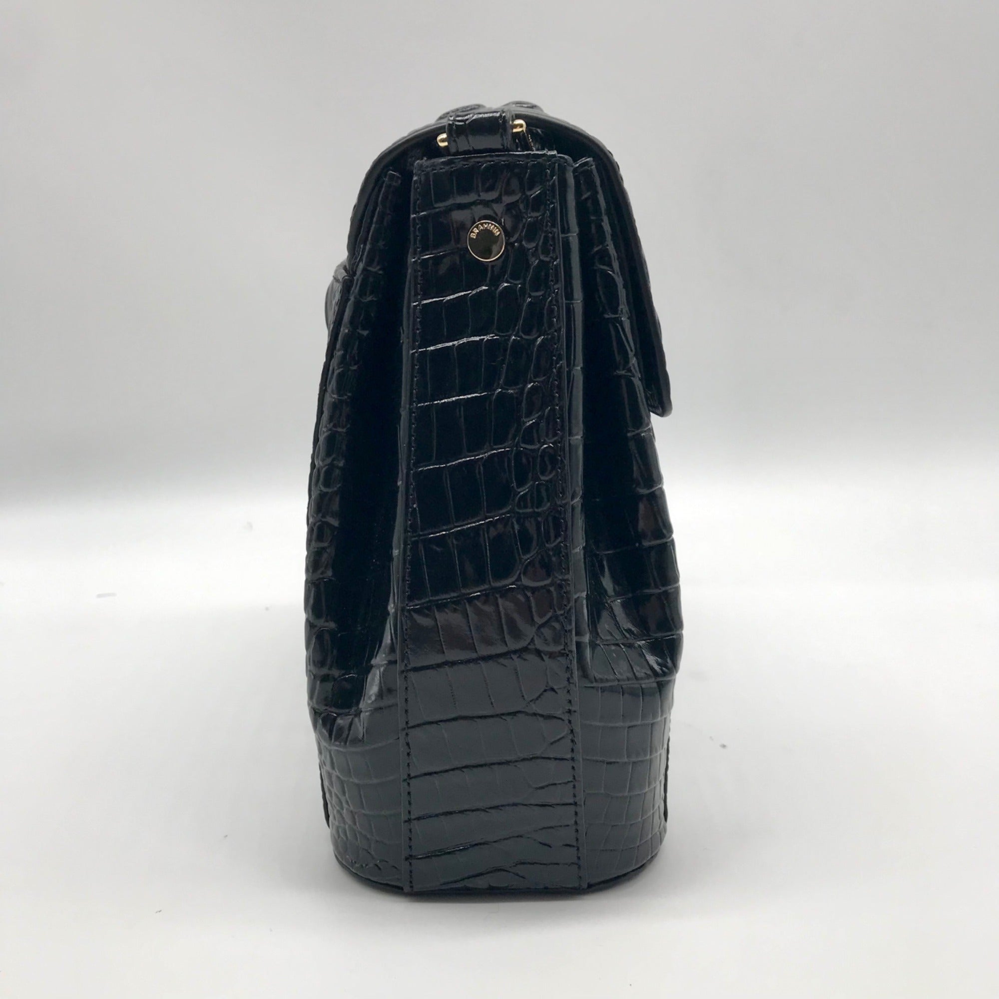 Brahmin Black Leather Crocodile Margo Crossbody Bag