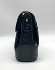 Brahmin Black Leather Crocodile Margo Crossbody Bag