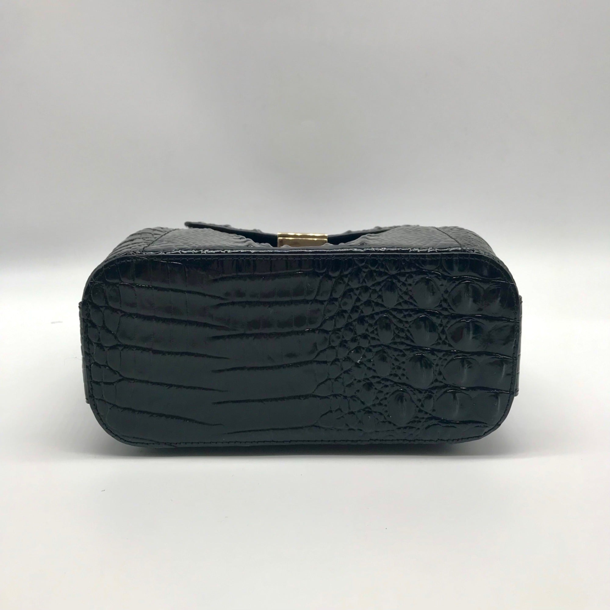 Brahmin Black Leather Crocodile Margo Crossbody Bag