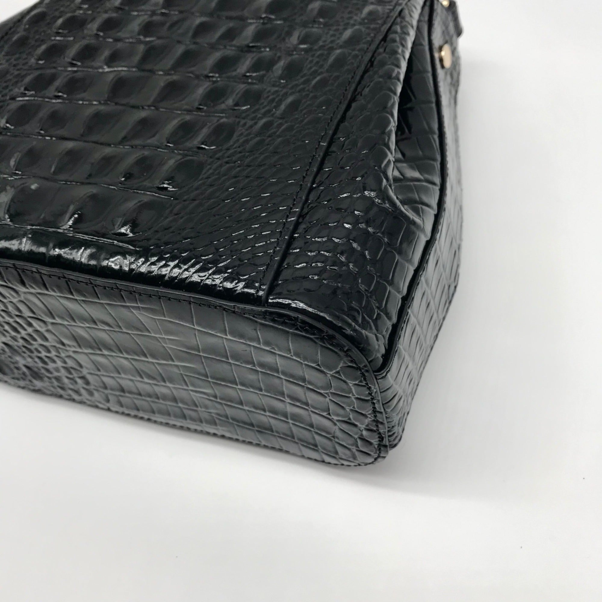 Brahmin Black Leather Crocodile Margo Crossbody Bag