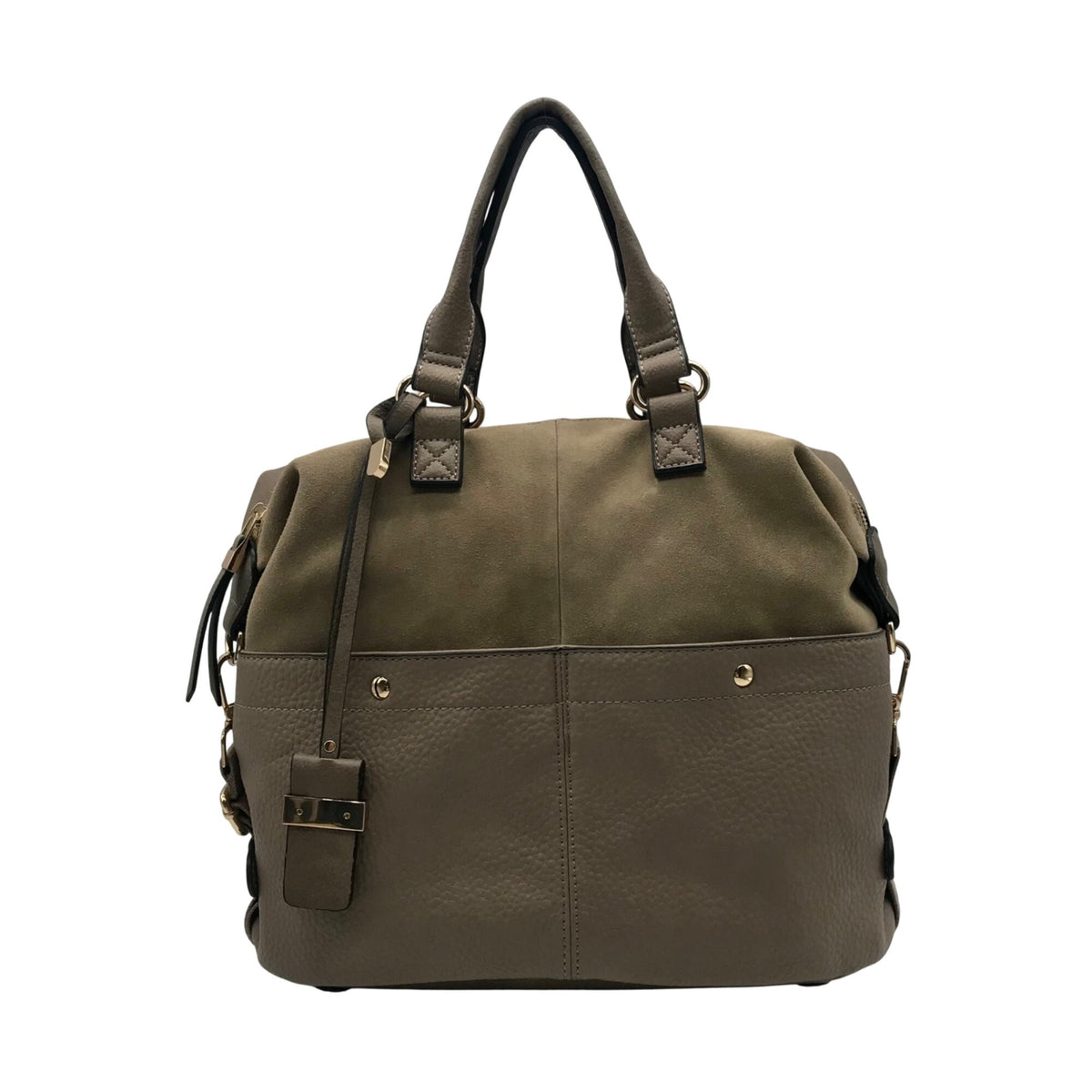 Moda Luxe Taupe Pebbled Faux Leather Satchel Bag