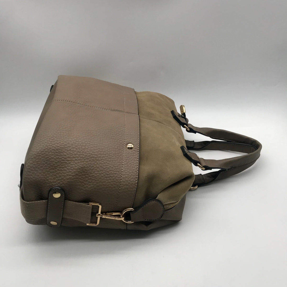 Moda Luxe Taupe Pebbled Faux Leather Satchel Bag