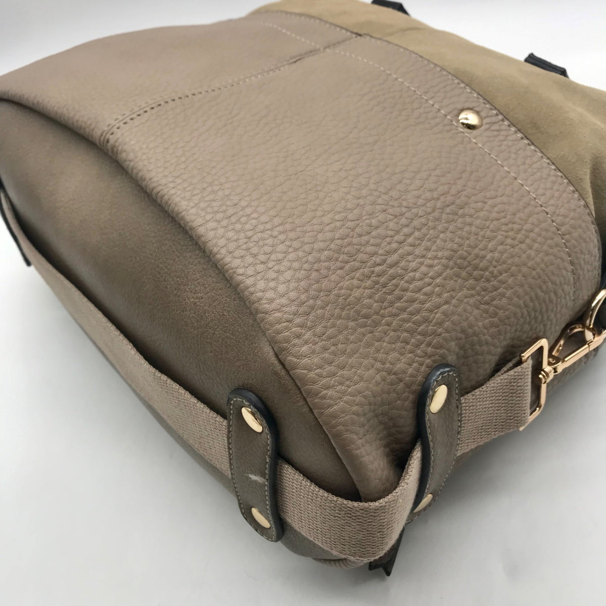 Moda Luxe Taupe Pebbled Faux Leather Satchel Bag
