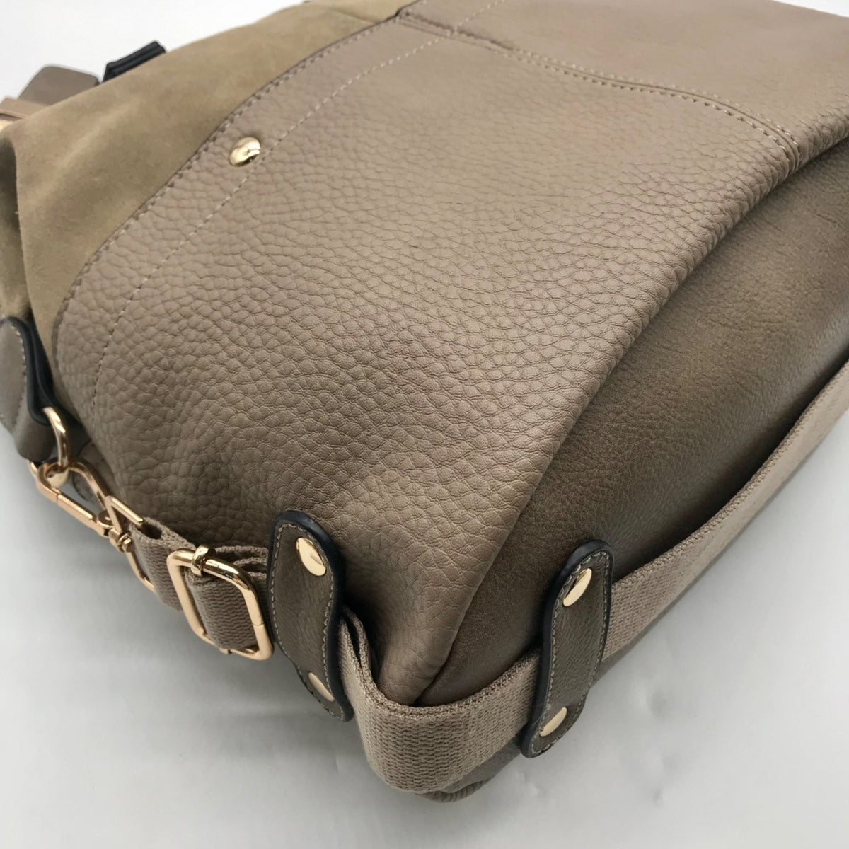 Moda Luxe Taupe Pebbled Faux Leather Satchel Bag