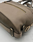 Moda Luxe Taupe Pebbled Faux Leather Satchel Bag