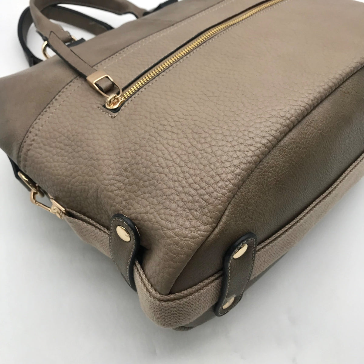 Moda Luxe Taupe Pebbled Faux Leather Satchel Bag