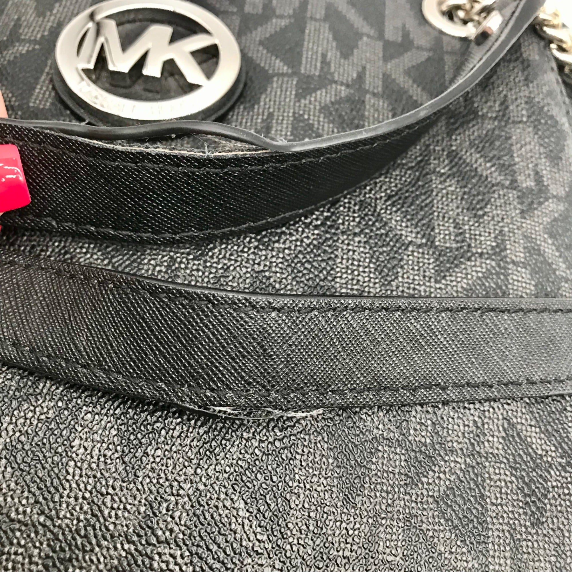 Michael Kors Black Monogram Coated Canvas Jet Set Chain Tote Bag