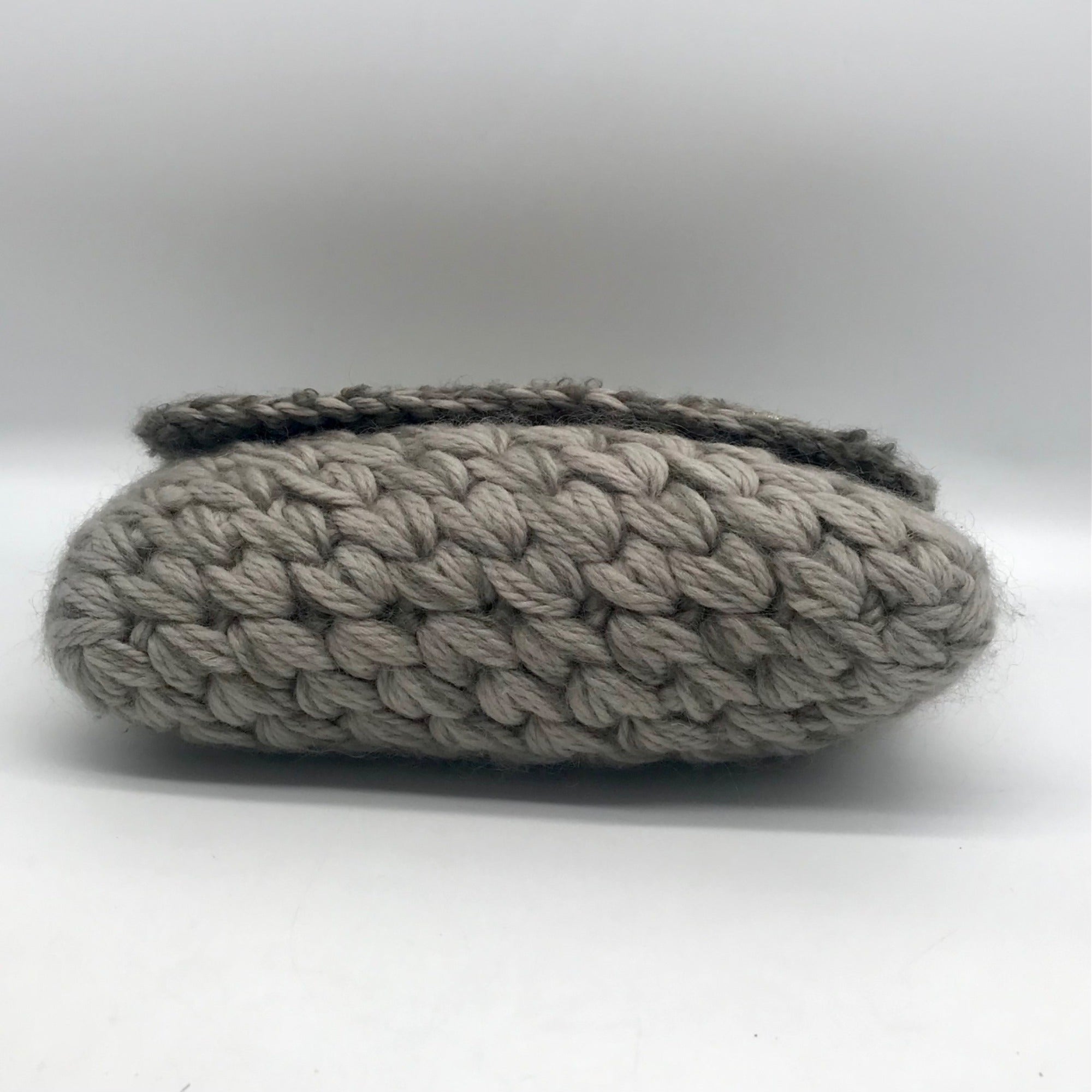 Lorenza Gandaglia Gray &amp; Gold Lurex Crochet Flap Shoulder Bag