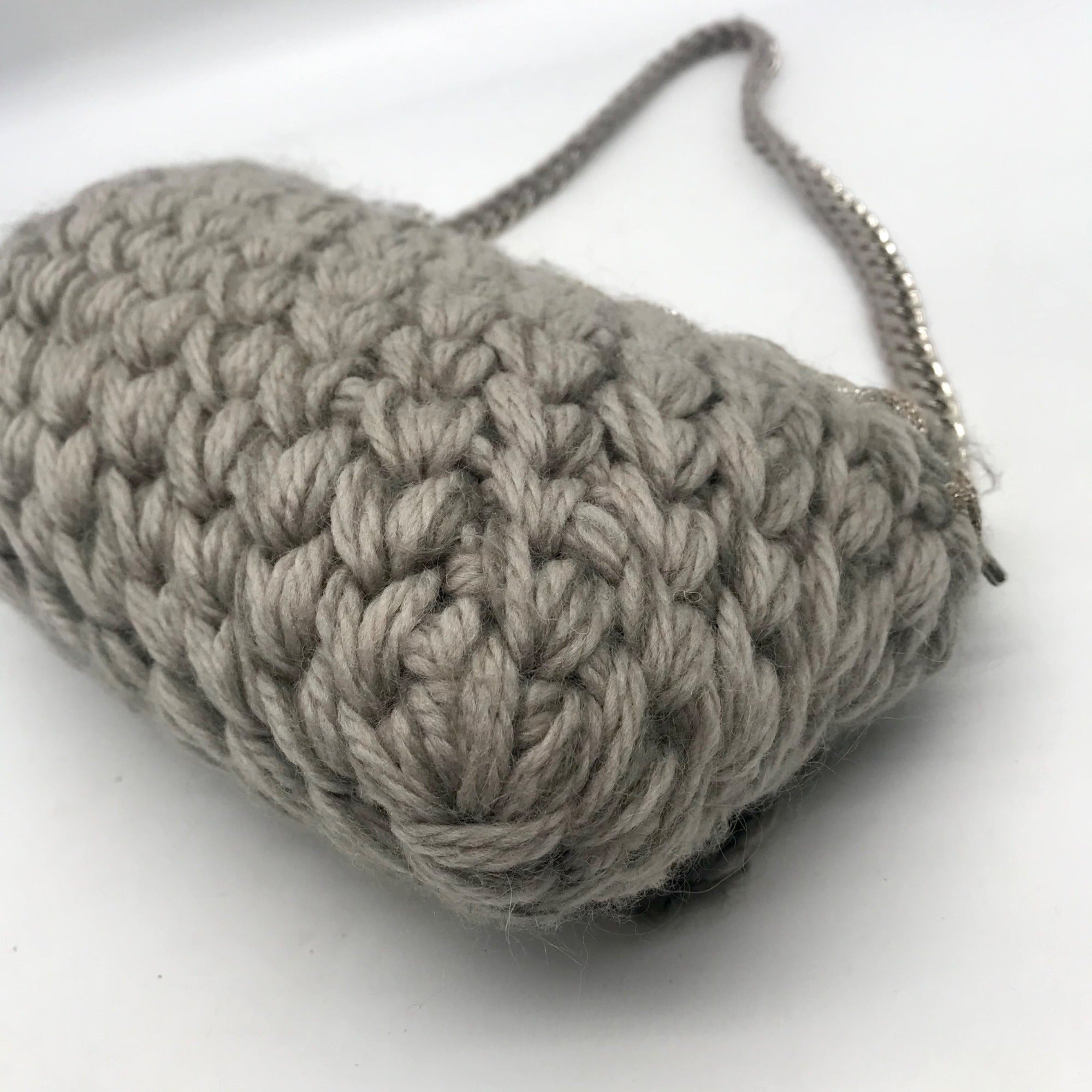 Lorenza Gandaglia Gray &amp; Gold Lurex Crochet Flap Shoulder Bag