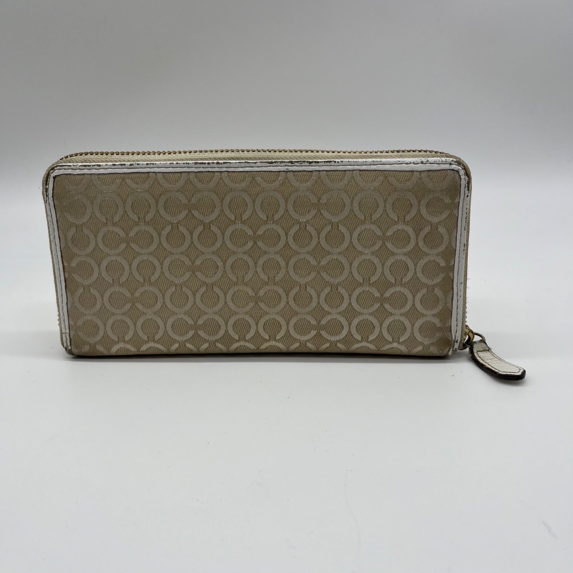 Coach Beige Madison Op Art Accordion Zip Wallet