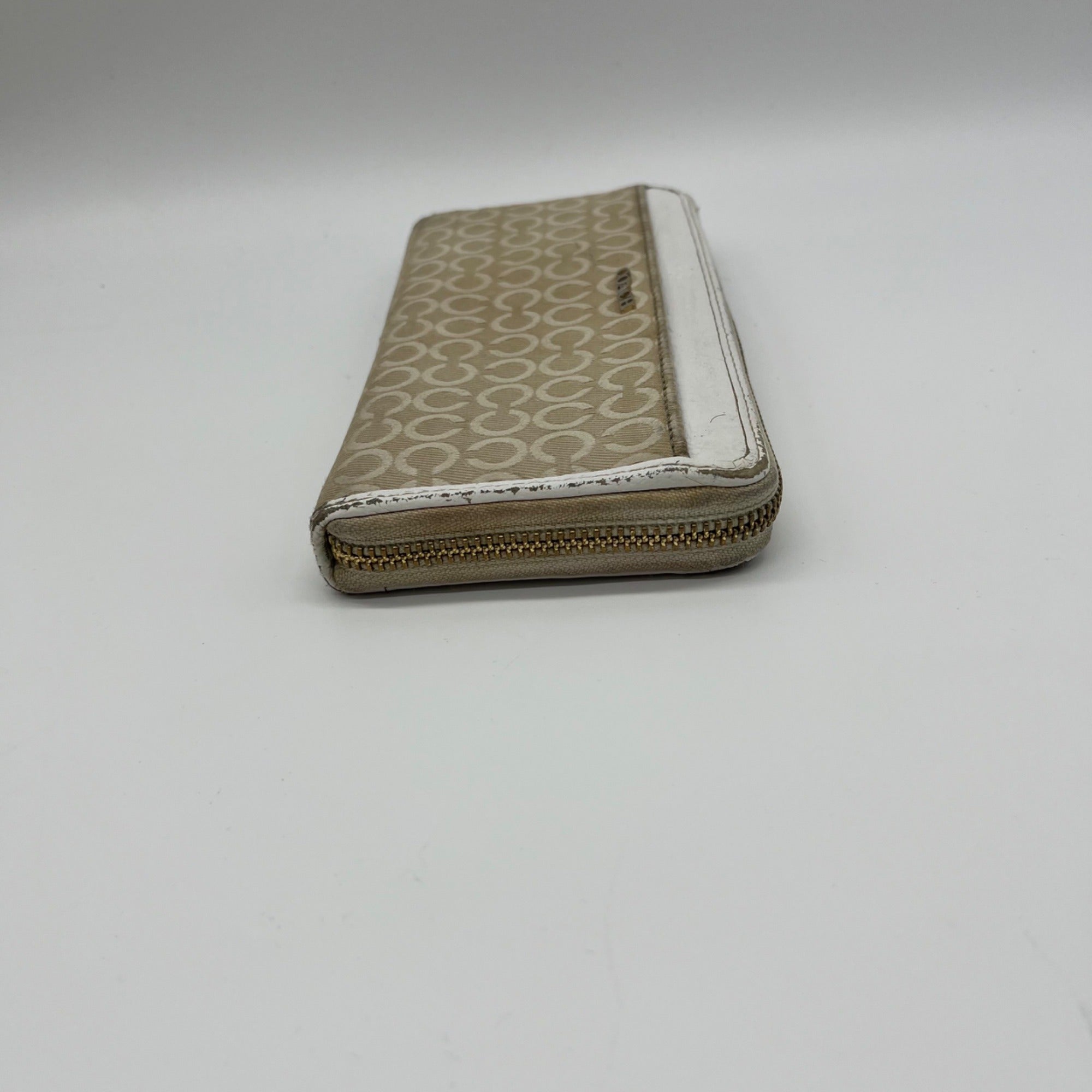 Coach Beige Madison Op Art Accordion Zip Wallet