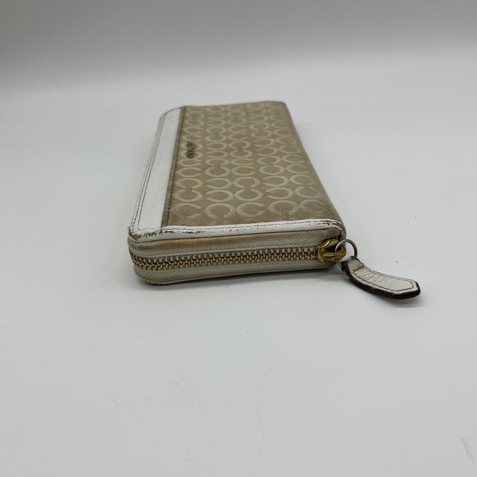Coach Beige Madison Op Art Accordion Zip Wallet