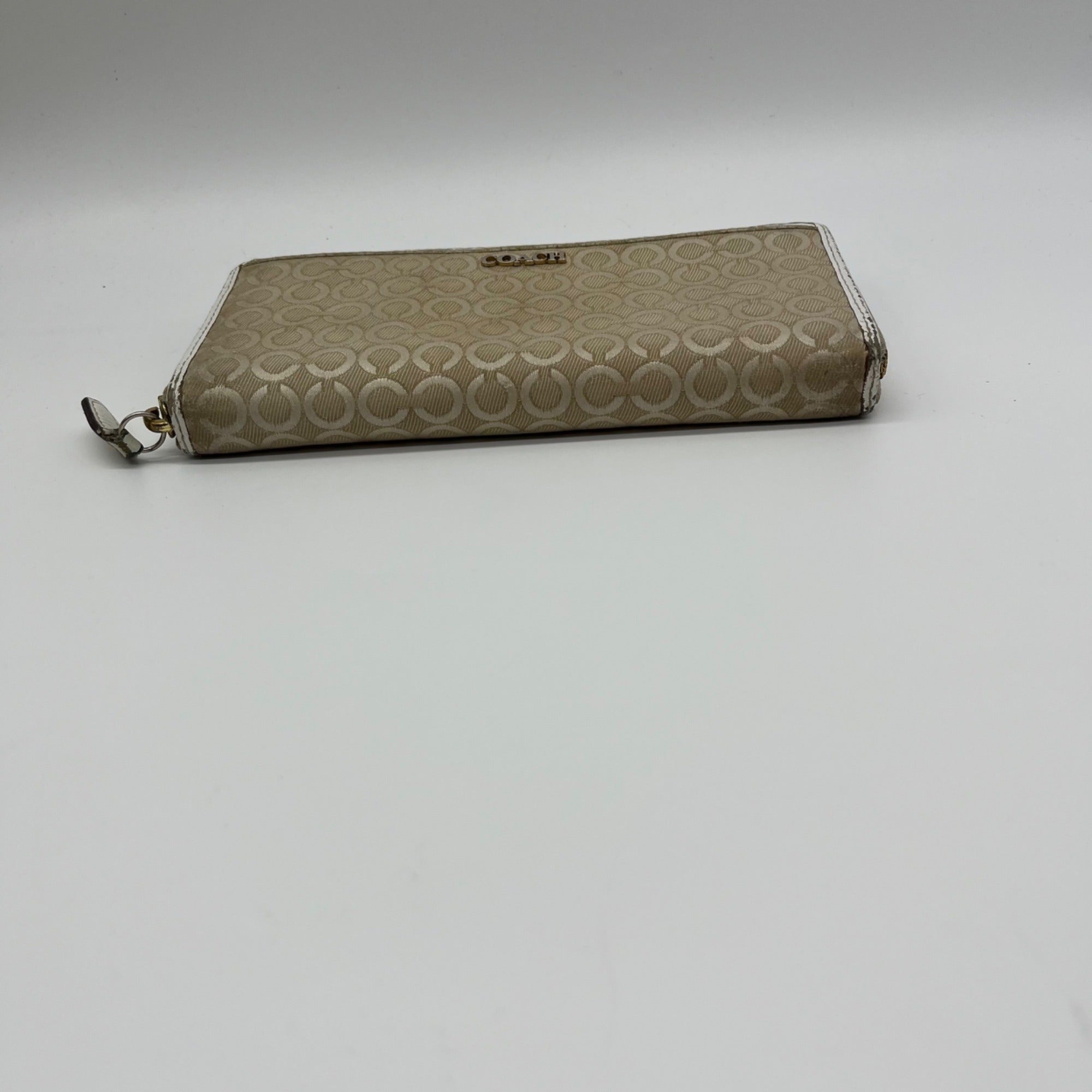 Coach Beige Madison Op Art Accordion Zip Wallet