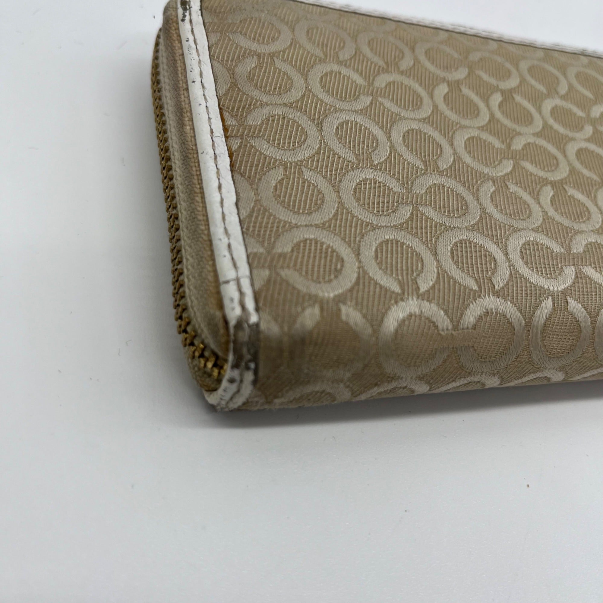Coach Beige Madison Op Art Accordion Zip Wallet