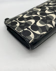 Coach Black And White Coated Canvas Slim Zip Wallet