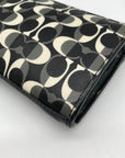 Coach Black And White Coated Canvas Slim Zip Wallet