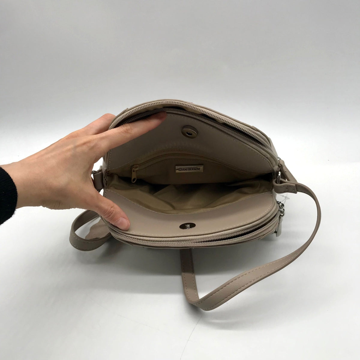 Giani Bernini Beige Faux Leather Crossbody Bag