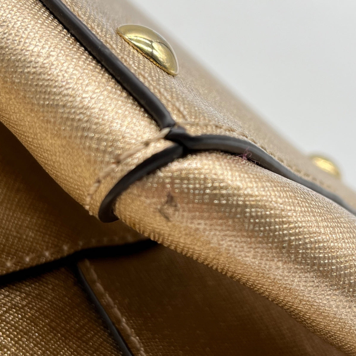 Michael Kors Metallic Gold Saffiano Leather Convertible Satchel