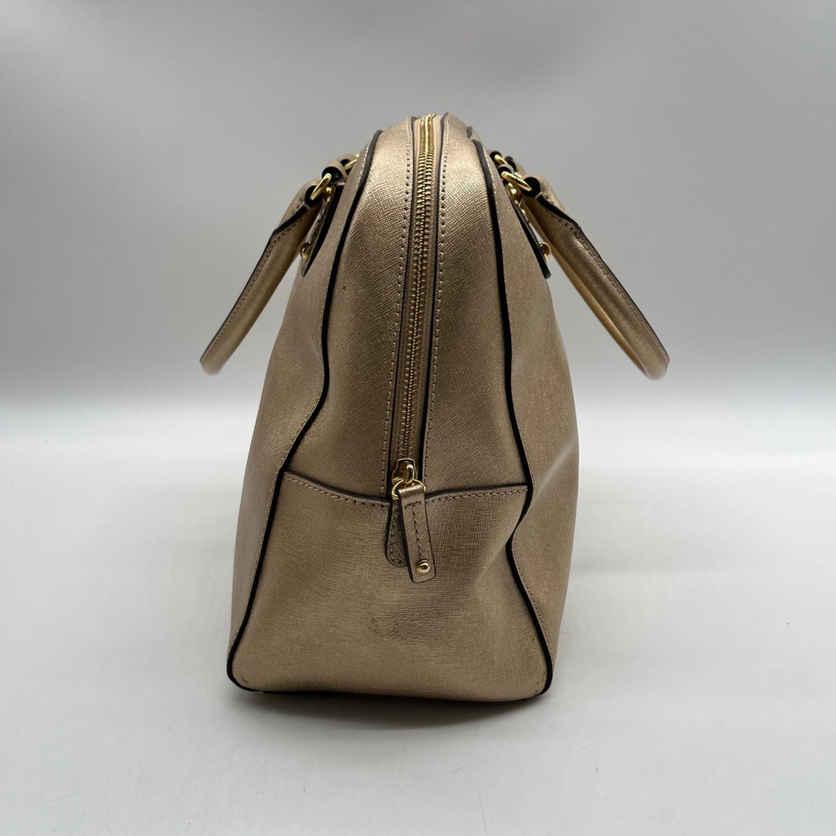 Michael Kors Metallic Gold Saffiano Leather Convertible Satchel