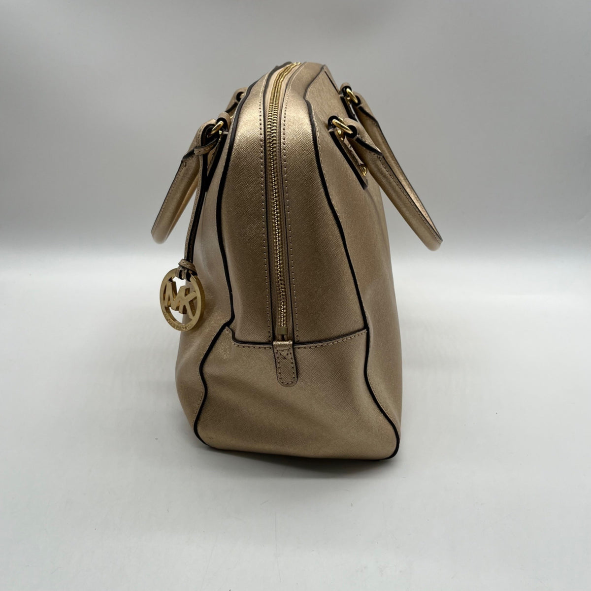 Michael Kors Metallic Gold Saffiano Leather Convertible Satchel