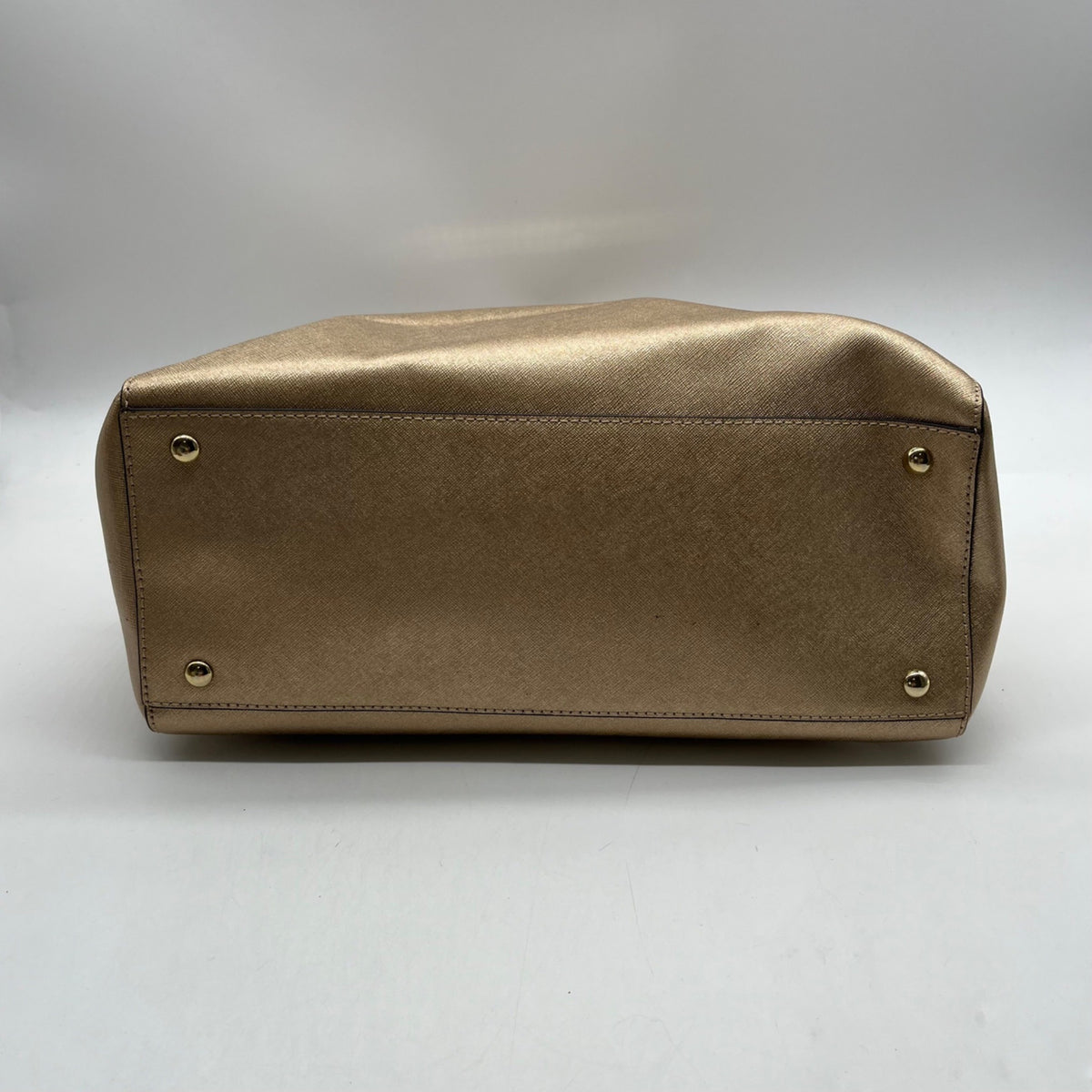 Michael Kors Metallic Gold Saffiano Leather Convertible Satchel