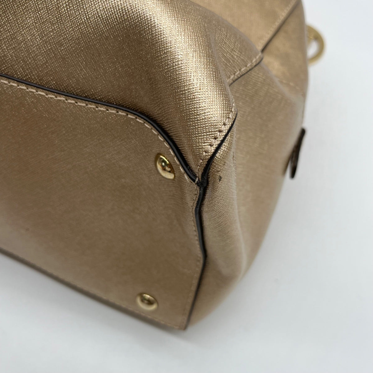 Michael Kors Metallic Gold Saffiano Leather Convertible Satchel
