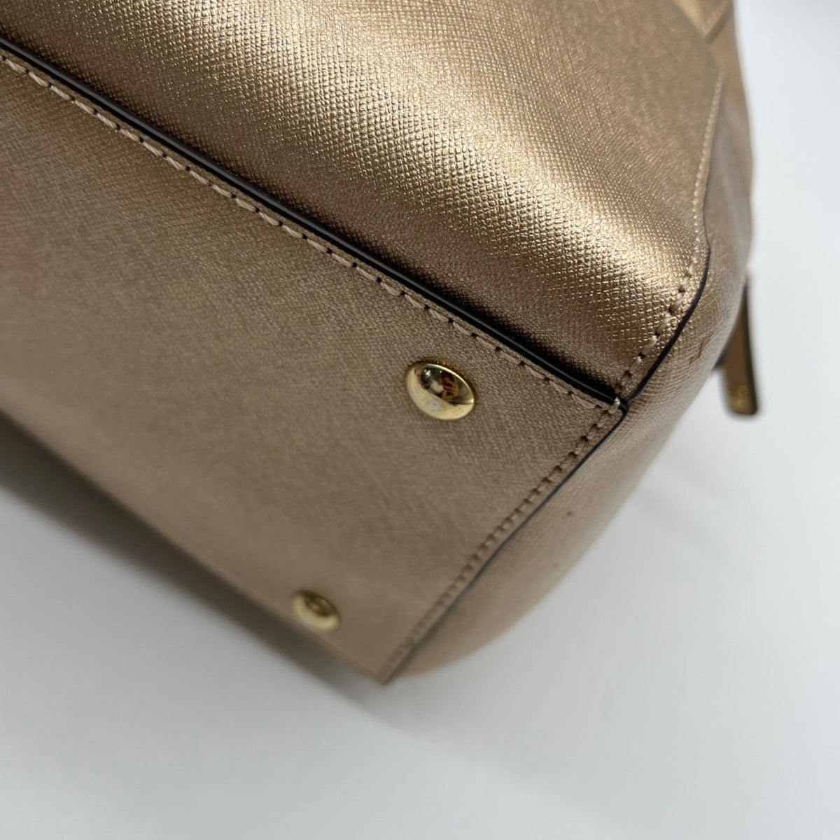 Michael Kors Metallic Gold Saffiano Leather Convertible Satchel