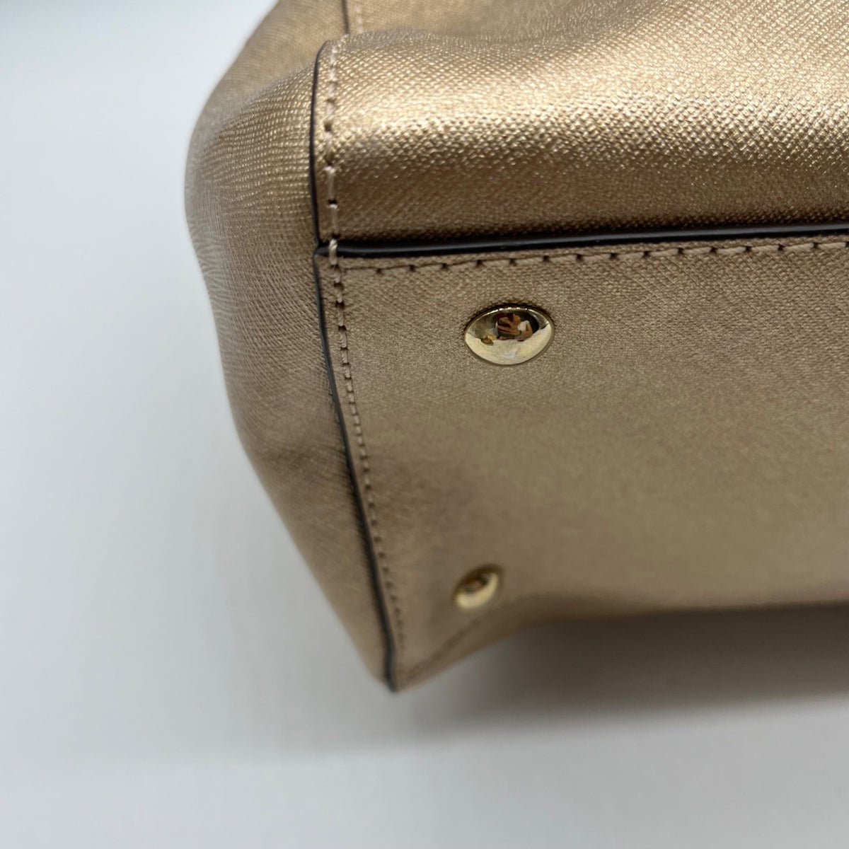 Michael Kors Metallic Gold Saffiano Leather Convertible Satchel