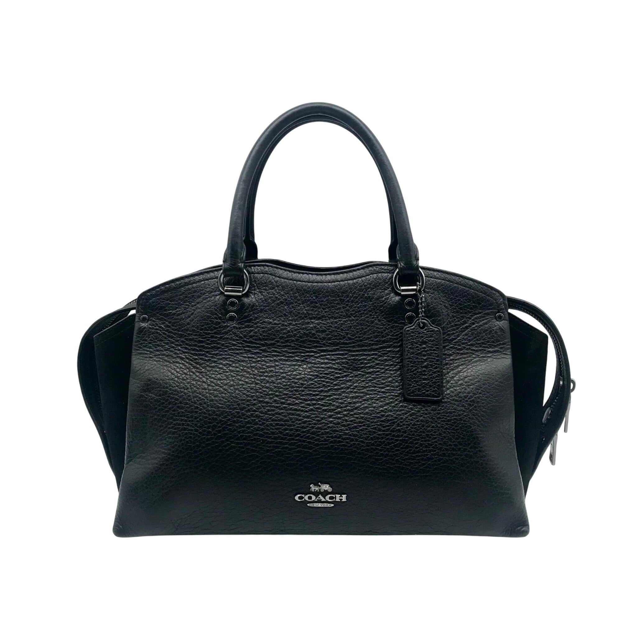 Coach Black Grain Leather &amp; Suede Drew Satchel  F40862