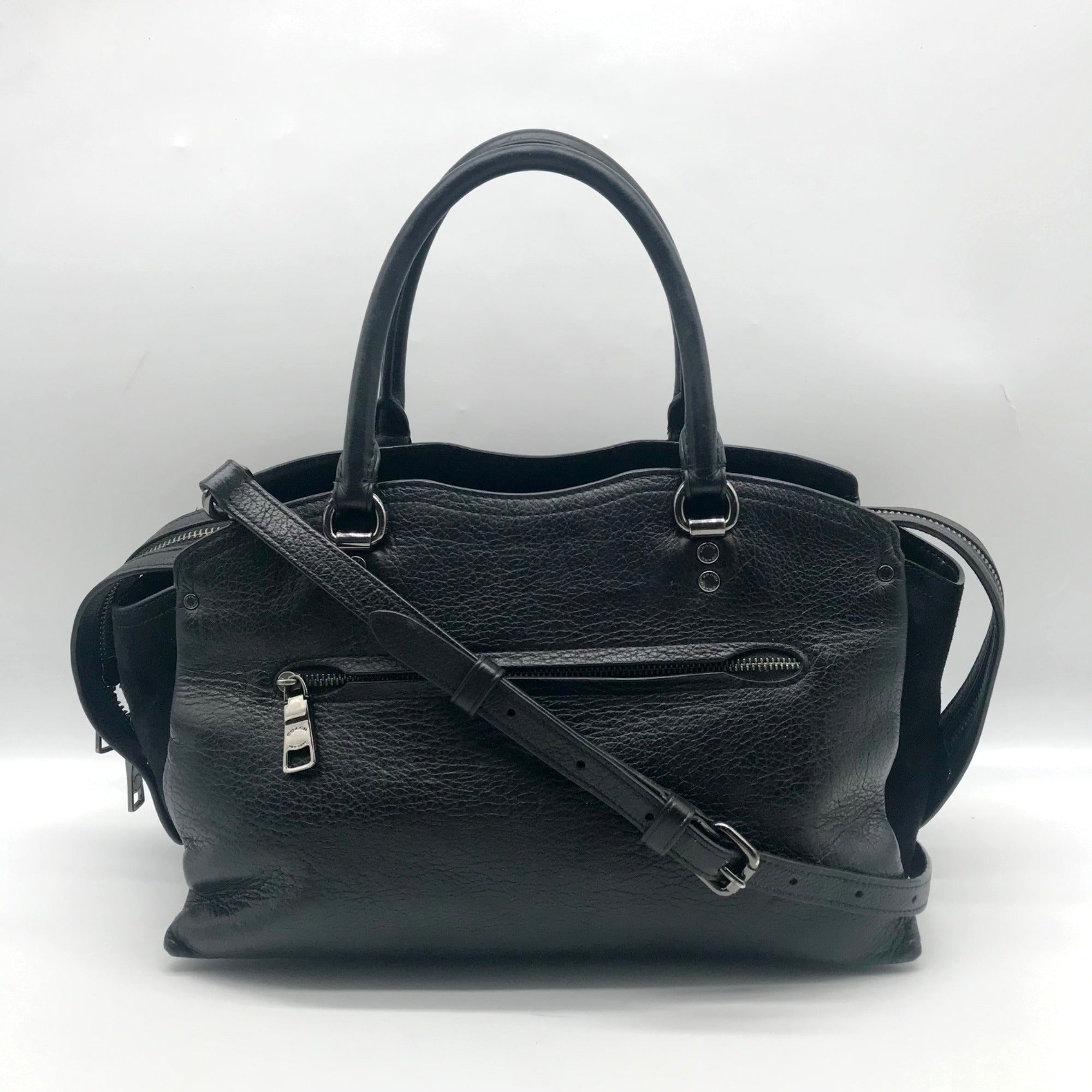 Coach Black Grain Leather &amp; Suede Drew Satchel  F40862